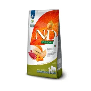 N&D DOG PUMPKIN DUCK MELON MEDIUM MAXI 12kg (pīle, ķirbis un kantalupes melone)