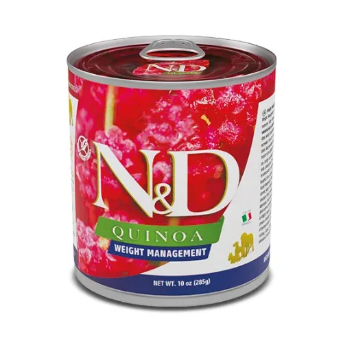 N&D DOG QUINOA LAMB WEIGHT MANAGEMENT 285G - diētiska barība suņiem pārmērīga ķermeņa svara samazināšanai