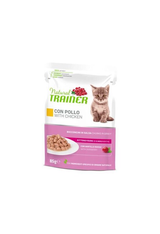 NATURAL TRAINER CAT KITTEN&YOUNG CHICKEN 85g - konservi kaķēniem (1-12 mēn.), ar vistas gaļu