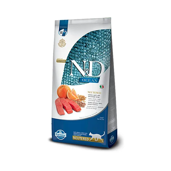 N&D CAT OCEAN ANCESTRAL GRAIN SALMON ORANGE NEUTERED 10kg