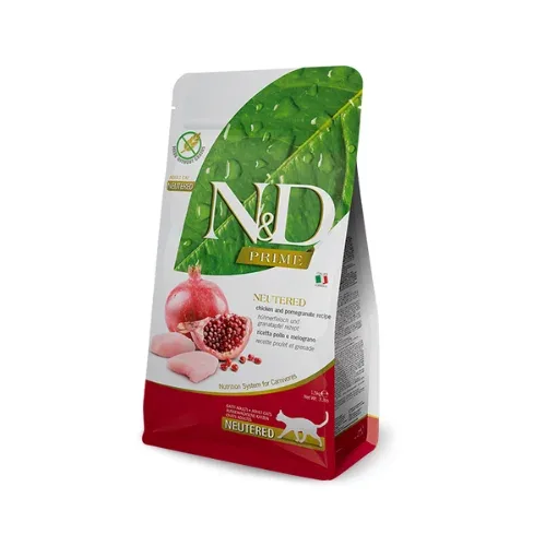 N&D CAT PRIME CHICKEN POMEGRANATE NEUTERED 5kg - sausā barība sterilizētiem kaķiem (ar vistu un granātāboliem)