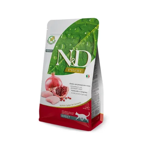 N&D CAT PRIME CHICKEN POMEGRANATE 1,5kg - sausā barība pieaugušiem kaķiem (vista un granātābols)