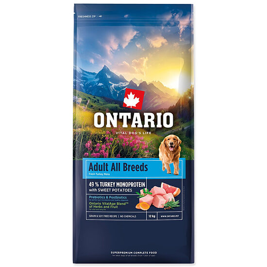 Ontario Adult All Breeds, Monoprotein, Turkey and Sweet Potatoes, 12 kg