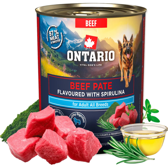 Ontario Adult Beef Pate with Spirulina Flavor 800g - liellopu gaļas pastēte ar spirulīnu