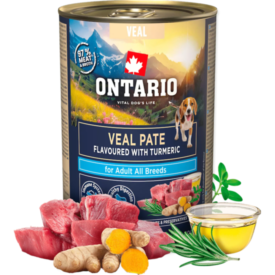 Ontario Dog Adult Veal Pate with Turmeric Flavor 400g -  teļa gaļas pastēte ar kurkumu