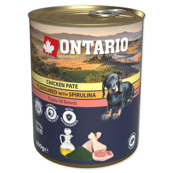  Ontario Dog Puppy Chicken Pate, Spirulina, Salmon oil 800 gr