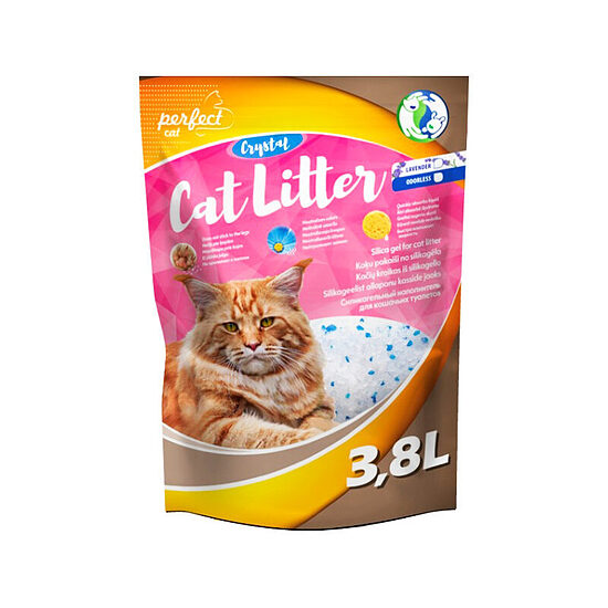 Perfect Cat Cristal Lavender 3,8l - silikona smiltis kaķiem (ar lavandu)