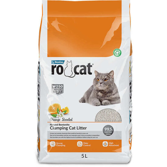 RoCat Orange 5L - cementējošas smiltis kaķu tualetei