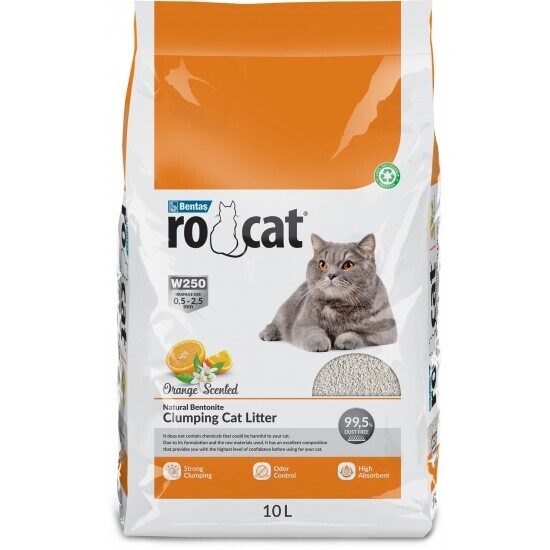 RoCat Orange 10L - cementējošas smiltis kaķu tualetei