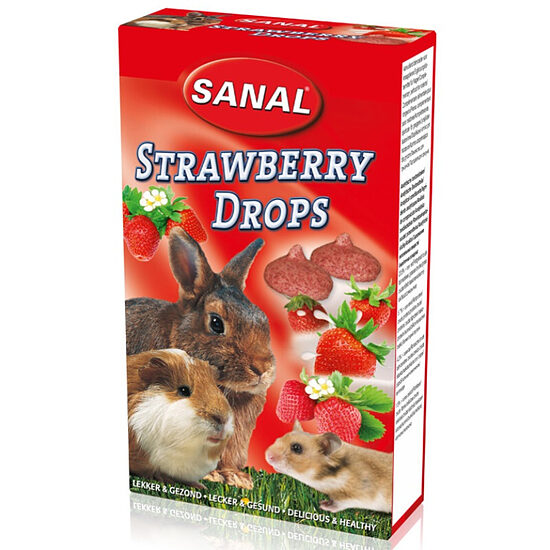 Sanal Strawberry Drops, 45g - multivitamīnu kārums ar zemenēm grauzējiem