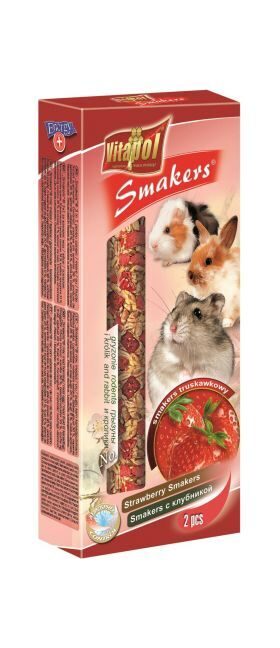 Vitapol STANDARD Smakers strawberry for rodents and rabbit 2pcs 90g - nūjiņas ar zemenēm grauzējiem
