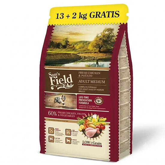 Sams Field Fresh Chicken & Potato Adult Medium, 13+2 kg