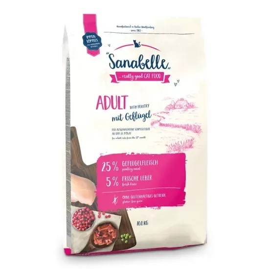 Sanabelle adult with Poultry (Geflügel) 2 kg - sausā barība pieaugušiem kaķiem ar mājputnu, bez glutēna