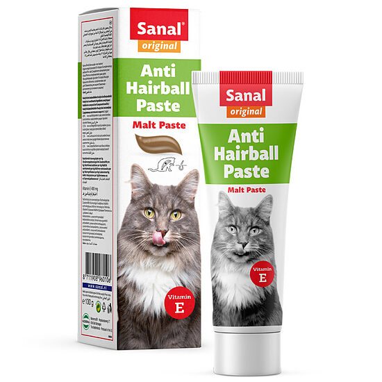 Sanal Malt Paste, 100g - pasta pret spalvu kamoliem kuņģī kaķiem