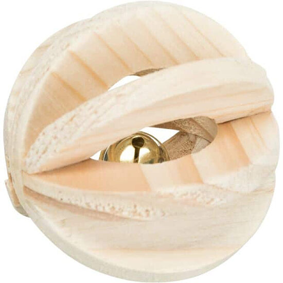 Trixie Slat ball with bell, wood, ø 6 cm - koka rotaļlieta ar zvaniņu