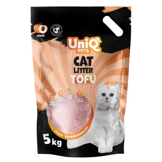 UNIQ PETS CAT LITTER TOFU Peach 12L - dabīgi granulēti kaķu pakaiši ar persiku aromātu 