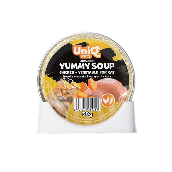 UNIQ PETS CAT WET FOOD ROYAL CHICKEN yummy soup chicken and vegetable 30g - zupa kaķiem no 2 mēn., ar vistu un dārzeņiem 