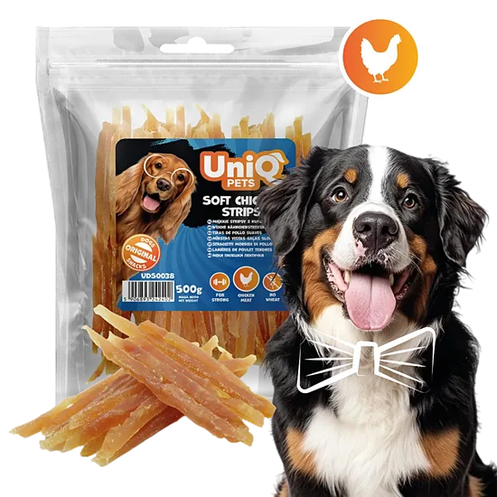 UNIQ PETS DOG SNACKS MEATY soft chicken strips 500g - gardums suņiem mīkstas vistas strēmelītes