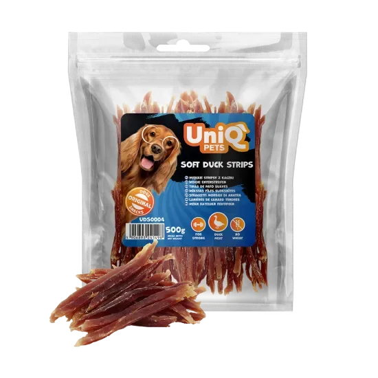 UNIQ PETS dog snacks soft duck strips 500g - gardums suņiem mīkstas pīles strēmelītes 