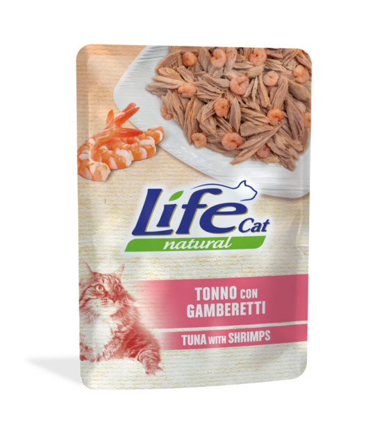 LIFE CAT Natural Pouch Tuna with shrimps 70g (ar tunci un garnelēm želejā)