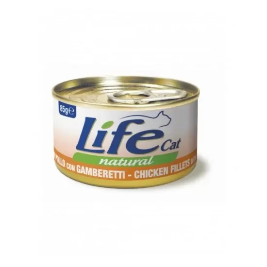 LIFE CAT Natural Chicken with Shrimps Fillets 85g (ar vistu un garnelēm)