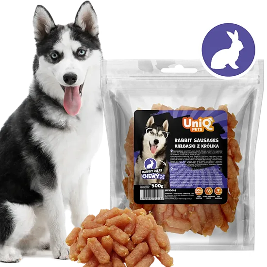 UNIQ PETS DOG SNACKS SNIFFY rabbit sausages 500g - gardums suņiem, truša desiņas
