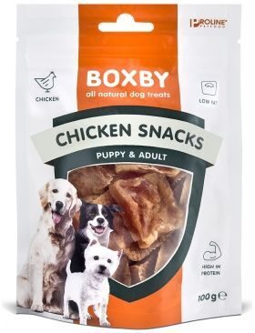 BOXBY CHICKEN SNACKS 100g - GARDUMS KUCĒNIEM UN PIEAUGUŠIEM SUŅIEM (100% VISTA)