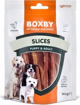 BOXBY SLICES FOR DOGS 360g - ŠĶĒLĪTES PIEAUGUŠIEM SUŅIEM (100% VISTA)