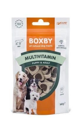 BOXBY MULTIVITAMIN SNACKS 140g - papildbarība kucēniem no 3 mēn.vecuma un pieaugušiem suņiem