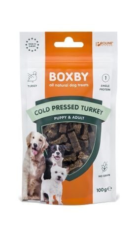 BOXBY COLD PRESED TURKEY TREAT 100g - AUKSTĀS PRESĒŠANAS GARDUMS SUŅIEM AR TĪTARU