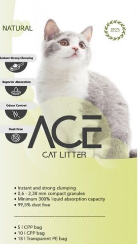 ACE Natural CAT LITTER 5 L - cementējošās smiltis kaķu tualetei