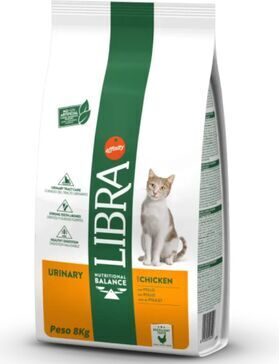 LIBRA CAT ADULT URINARY WITH CHICKEN 8kg - pilnvērtīga sausa barība urīnceļu veselībai pieaugušiem kaķiem, ar vistu