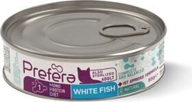 Prefera Fresh Farm CAT Adult Monoprotein White Fish 85 gr - monoproteīna konservi ar balto zivi pieaugušiem kaķiem (arī sterelizētiem)