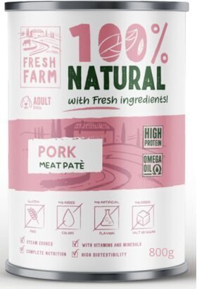 PREFERA Fresh Farm Dog Smooth pate with pork 800 gr -  pastētes veida konservi suņiem, ar cūkgaļu