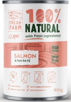 PREFERA Fresh Farm Dog Smooth pate with salmon & fish 800 gr - pastētes veida konservi suņiem, ar lasi un zivīm