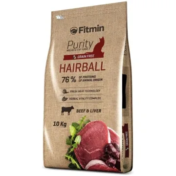 Fitmin Cat Purity Hairball 10 Kg - bezgraudu holistiskā barība pieaugušiem garspalvainiem kaķiem