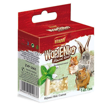 Vitapol MINERAL BLOCK with peppermint for rodents and rabbit 1pc 40g - minerālu akmens ar piparmētru