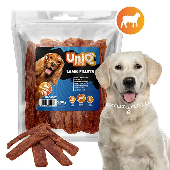 UNIQ PETS DOG SNACKS MEATY lamb fillets 500g - gardums suņiem, jēra filejas 