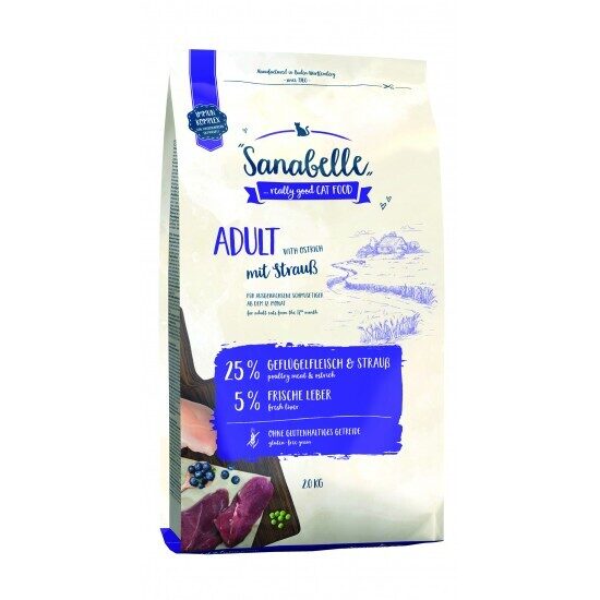 Sanabelle Adult 2kg (ar strausa garšu) - sausā barība kaķiem 