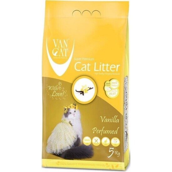 VAN CAT Compact Vannila 5kg - cementējošās smiltis kaķu tualetēm ar vaniļas aromātu 