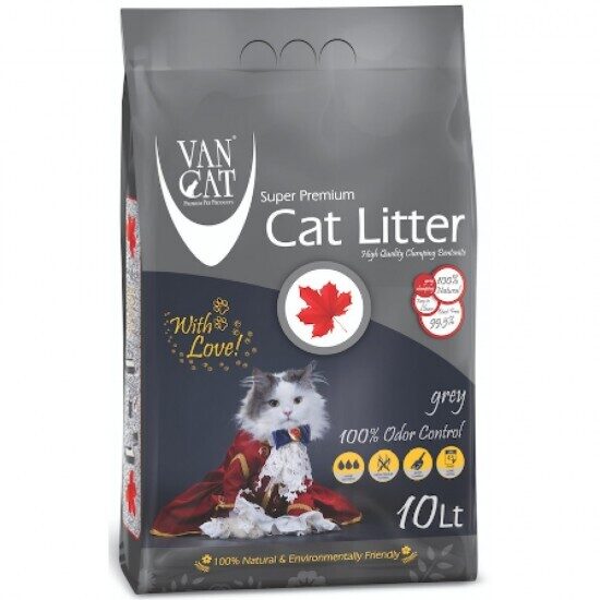 VAN CAT Grey 10L ( Pēleks) -  cementējošās smiltis kaķu tualetēm 