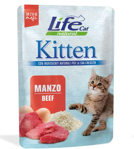 LIFE CAT Natural  Pouch Kitten / Beef, 70g - konservi kaķēniem ar liellopa gaļu