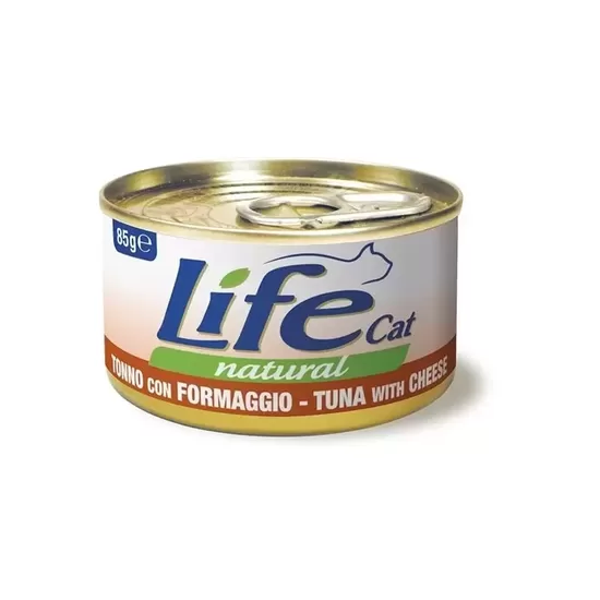 LIFE CAT Natural TUNA with CHEESE 85g - konservi kaķiem ar tunci un sieru
