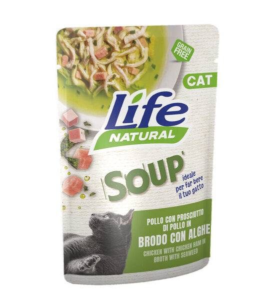 Life Cat Natural Soup with Chicken & Ham in Seaweed broth 60g