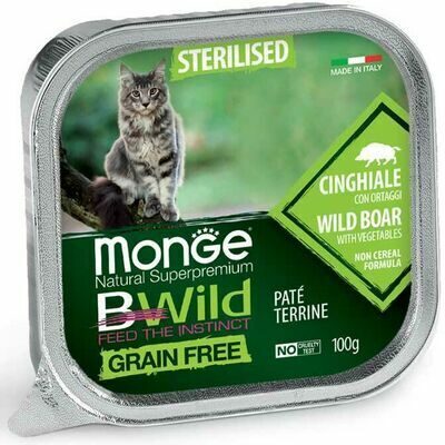 Monge Cat BWild Grain Free Sterilised Pate Wild Boar with Vegetables 100 g