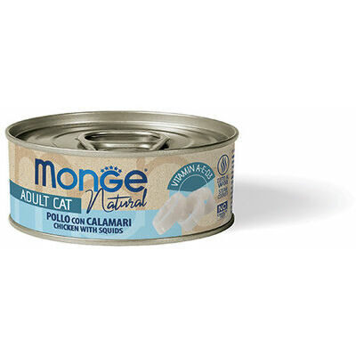 Monge Cat Natural Chicken with Squids 80 g - konservi kaķiem (vista ar kalmāriem)