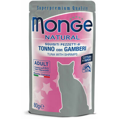 Monge Cat Natural Pouch Adult Tuna Flakes with Shrimp 80 g