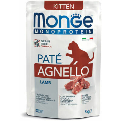Monge Cat Monoprotein Pouch Kitten Pate Lamb 85 g