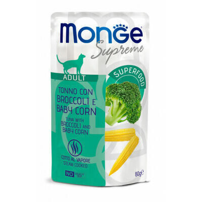  Monge Cat Supreme Pouch Adult Tuna Flakes with Broccoli and Baby Corn 80 g