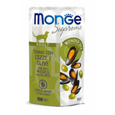 Monge Cat Supreme Pouch Adult Tuna Flakes with Mussels and Olives 80 g